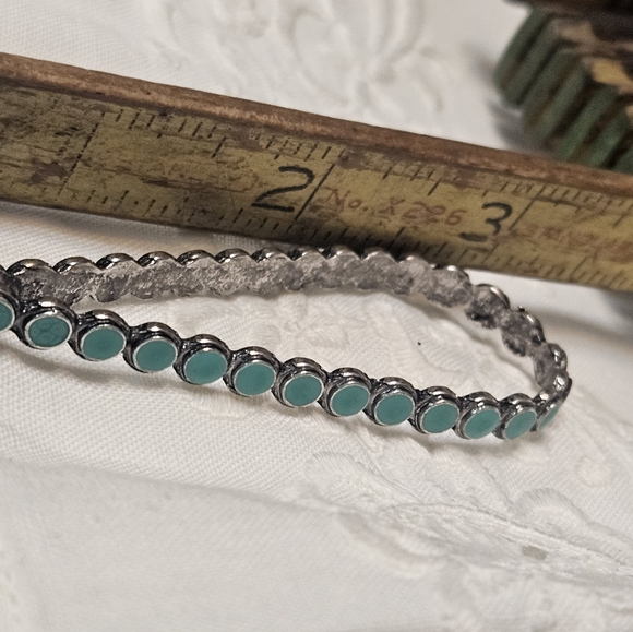 FABULOUS 3" STERLING AND SLEEPING BEAUTY TURQUOISE. - Picture 9 of 10